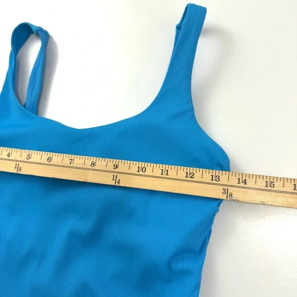 NWT Athleta Women's XS Seascape Blue Ribbed Padded Scoop Back One Piece Swimsuit - Picture 10 of 13